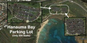 Aerial view of Hanauma Bay Parking Lot